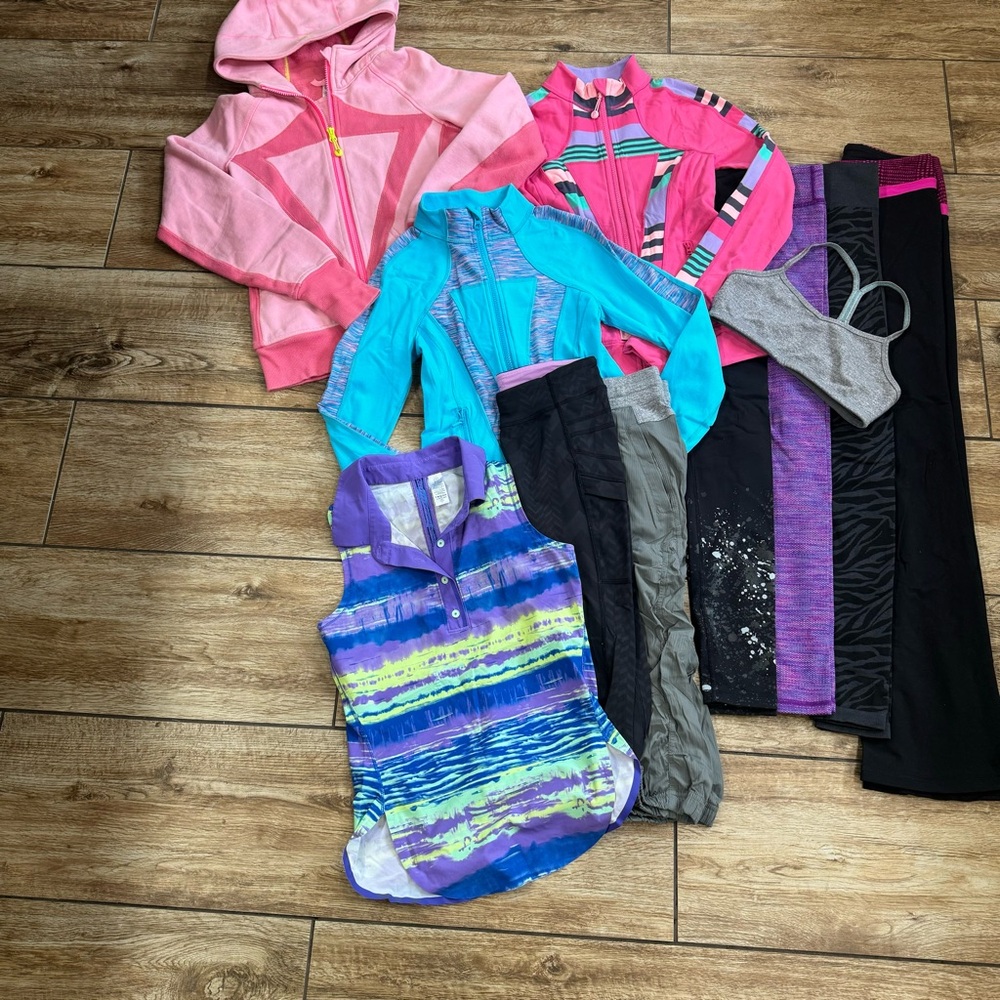 IVIVVA By Lululemon Girl Lot Of 11 Sz 12 Jackets Fleece Pants Leggings Tank Bra - Picture 6 of 15
